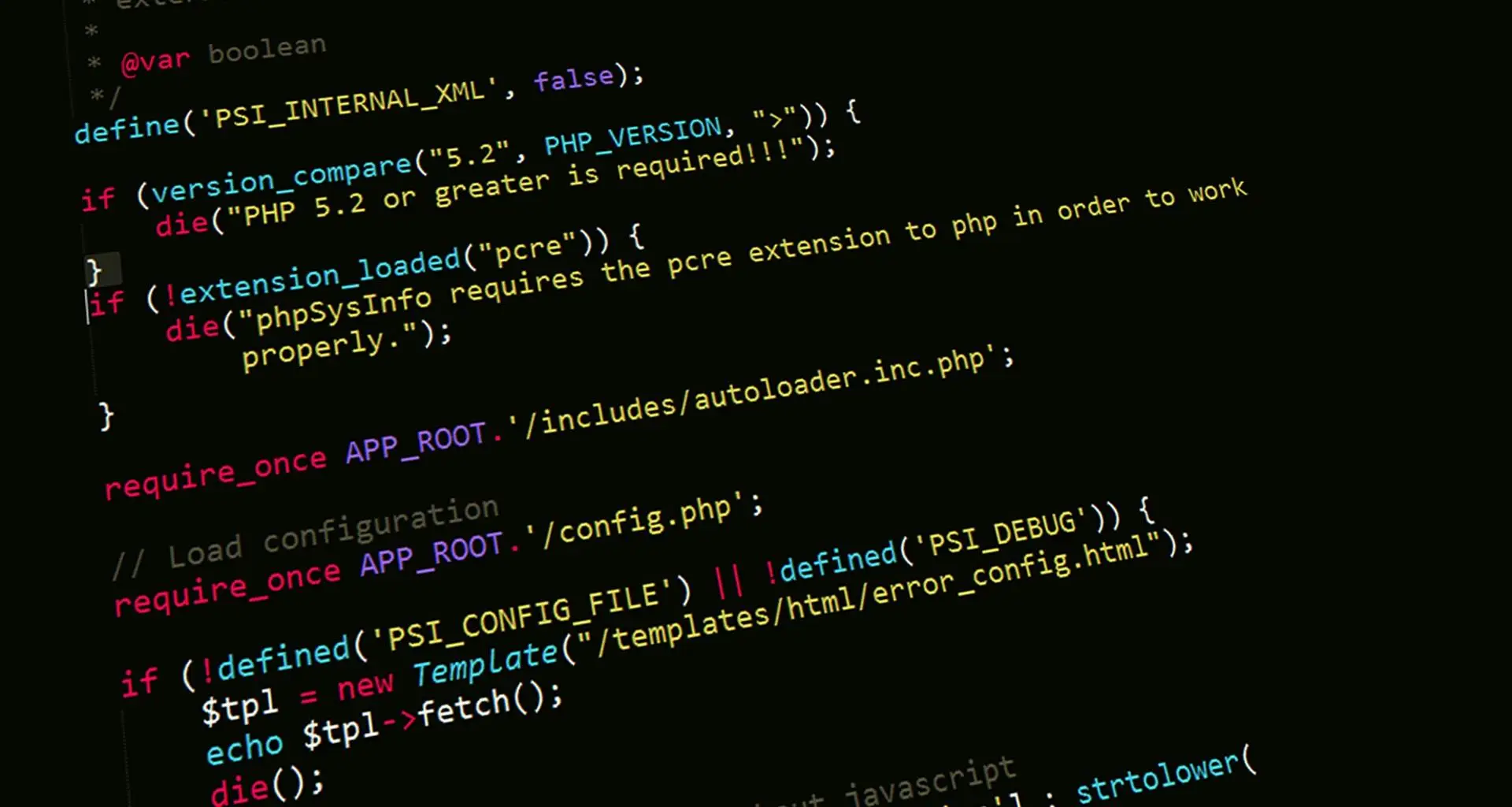 PHP-code in editorvenster voor het bouwen van een website